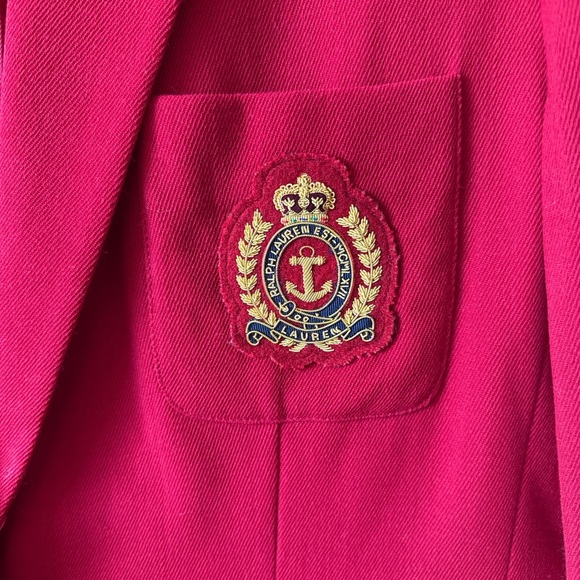 Lauren Ralph Lauren Red Blazer with logo emblem vintage - Picture 2 of 7
